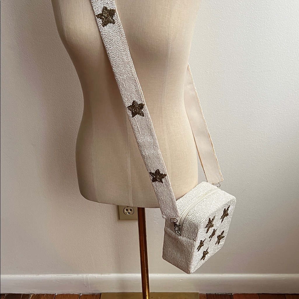 Source Unknown Cream Crossbody Bag With Star Accents